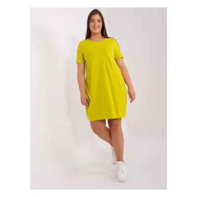 Základní limetkové šaty plus size s kapsami