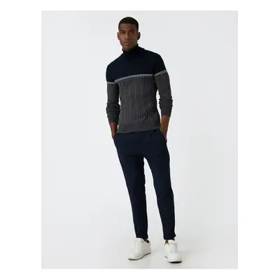 Koton Turtleneck Knitwear Sweater Color Blocked