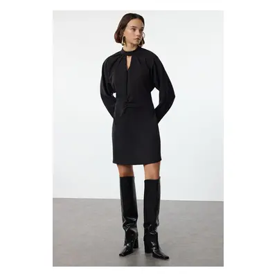 Trendyol Black A-Line Mini Window Detailed Woven Dress