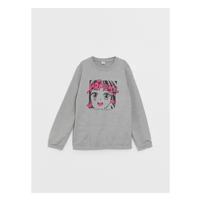 LC Waikiki Lcw Crew Neck Printed Long Sleeve Girls Sweatshirt