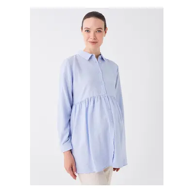 LC Waikiki Shirt Collar Plain Long Sleeve Maternity Tunic