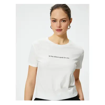 Koton Slogan Printed Crew Neck Short Sleeve Cotton