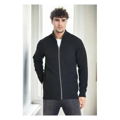 65801 Dewberry Zippered Knitwear Cardigan-ANTHRACITE