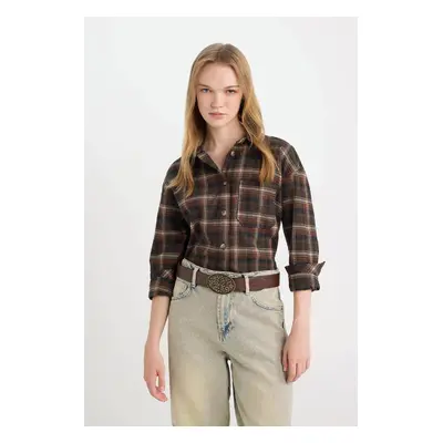 DEFACTO Cool Oversize Plaid Flannel Long Sleeve Lumberjack Jacket Shirt