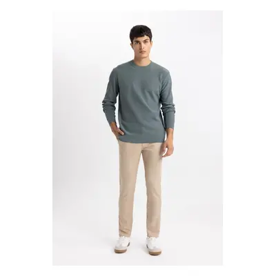 DEFACTO Slim Fit Skinny Leg Gabardine Chino Canvas Trousers