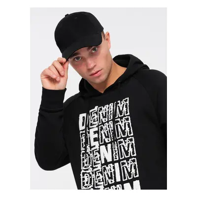 Ombre Men's unlined kangaroo sweatshirt with hood and print - black