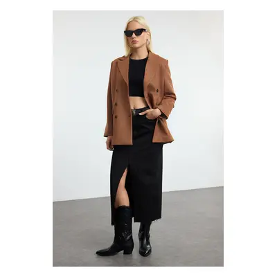 Trendyol Brown Faux Suede Regular Midi Jacket Coat