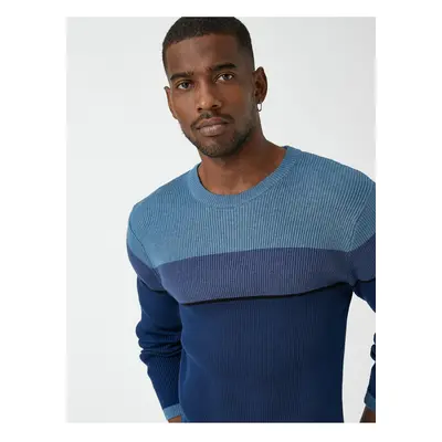 Koton Basic Knitwear Sweater Crew Neck Color Block