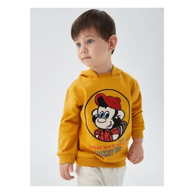 LC Waikiki Long Sleeve Nostalgic Monkey Printed Unisex Baby Hoodie