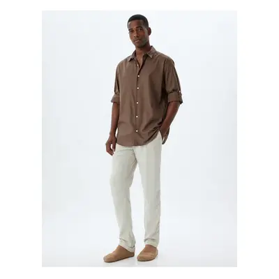 Koton Classic Shirt Long Sleeve Buttoned Sleeve Detailed Cotton