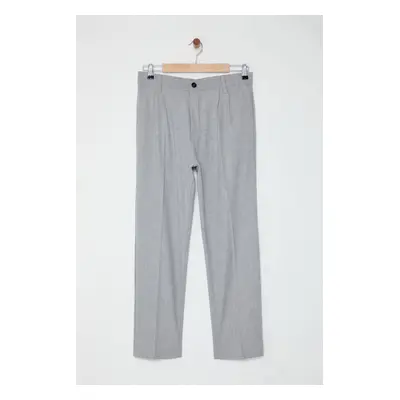 Trendyol Grey Pleated Classic Baggy Fit Fabric Trousers