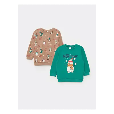 LC Waikiki Lcw Crew Neck Long Sleeve Christmas Themed Baby Boy Sweatshirt 2-Piece