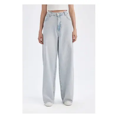 DEFACTO Wide Baggy Fit Extra Wide Mold Normal Waist Extra Wide Leg Jean Washed Trousers