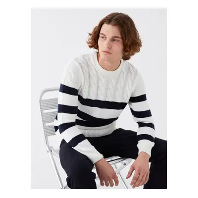 LC Waikiki Crew Neck Long Sleeve Striped Men's Knitwear Sweater