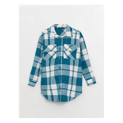 LC Waikiki Plaid Long Sleeve Maternity Lumberjack Shirt Jacket