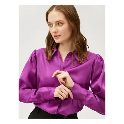 Koton Satin Shirt with Draped Shoulders