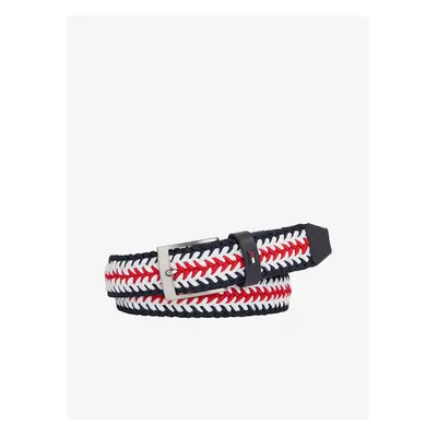 Černo-červený pánský pruhovaný pásek Tommy Hilfiger Adan 3.5 Elasti - Pánské