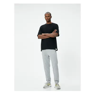 Koton Jogger Sweatpants Tie Waist Stitching Detail Zipper with Pocket.