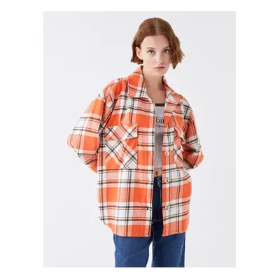 LC Waikiki Plaid Dlouhý rukáv Oversize Dámská košilová bunda