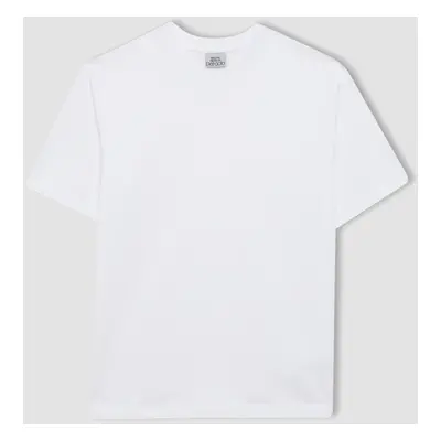 DEFACTO Boy White V Neck Short Sleeve Basic School T-Shirt