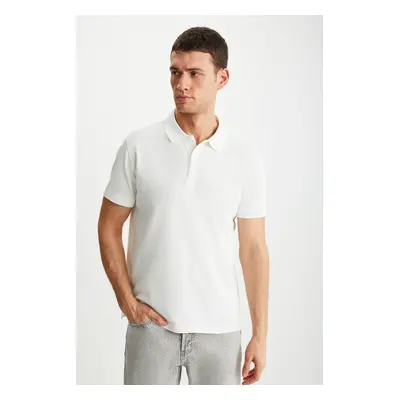 GRIMELANGE RAMADANP005 Men's 100% Cotton Ecru Polo Neck T-shir