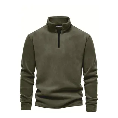 49143 Dewberry Half Zipper Stand Collar Mens Fleece-OPEN KHAKI