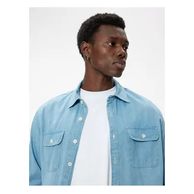 Koton Denim Shirt Jacket Oversize Long Sleeve Pocket Detail Cotton