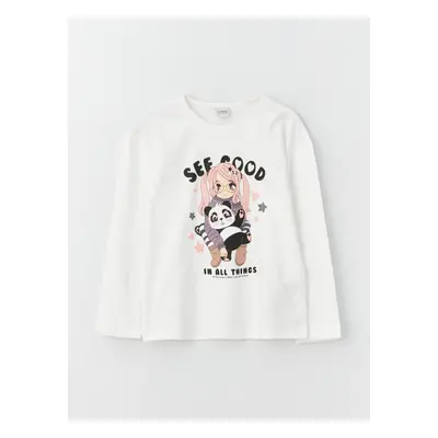 Dívčí tričko s dlouhým rukávem a potiskem LC Waikiki Girls' Crew Neck