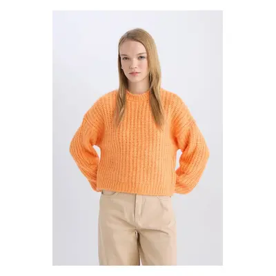 DEFACTO Coool Oversize Wide Pattern Crew Neck Knitted Sweater