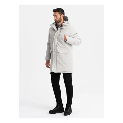 Ombre Long classic men's parka jacket - cream