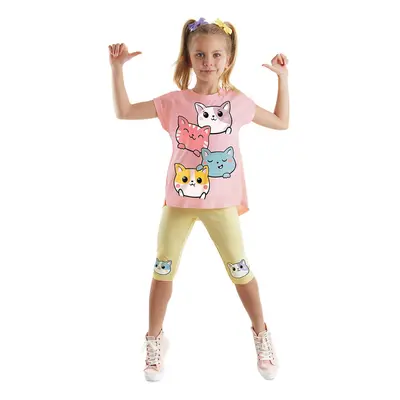 Denokids Cats Girl's Summer Tunic T-shirt Leggings Set