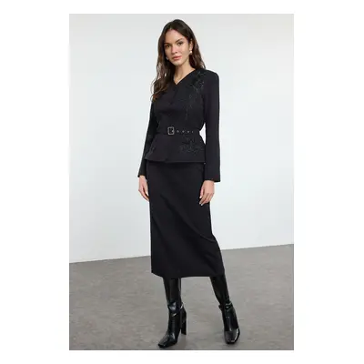 Trendyol Black Belted Woven Jacket