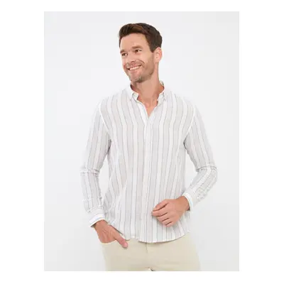 LC Waikiki Men's Slim Fit Long Sleeve Striped Dobby Shirt