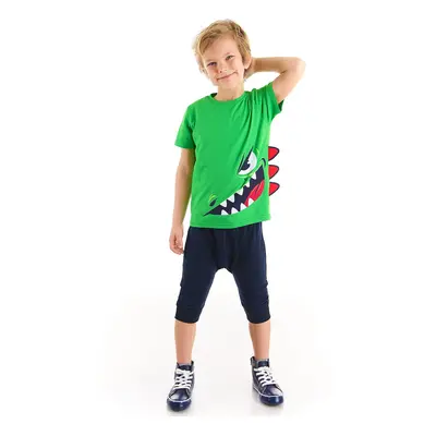 Denokids Naughty Boy Green T-shirt Capri Shorts Set