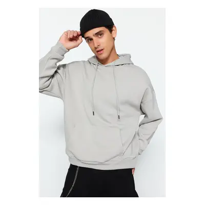 Trendyol Limited Edition Grey Oversize/Wide Cut Fleece/Warm Hooded Sweatshirt