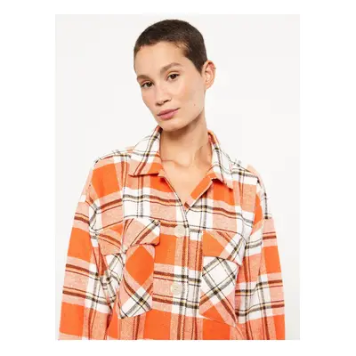 LC Waikiki Women's Plaid Long Sleeve Flannel Oversize Lumberjack Shirt Jacket