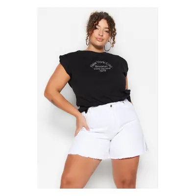 Trendyol Curve White High Waist Wide Cut Shorts & Bermuda