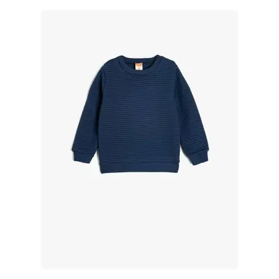 Koton Crew Neck Sweatshirt Textured Cotton Blend