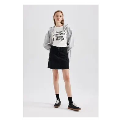 DEFACTO Cargo Fit Black Mini Jean Skirt