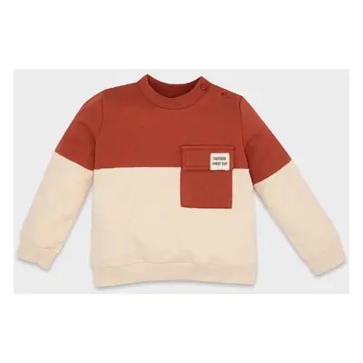 DEFACTO Baby Boy Regular Fit Crew Neck Color Block Soft Furry Thin Sweatshirt Fabric Sweatshir