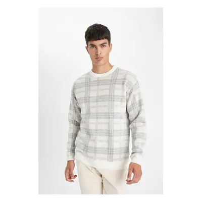 DEFACTO Relax Fit Crew Neck Patterned Knitwear Sweater