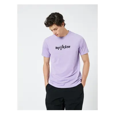 Koton Motto Printed T-Shirt Crew Neck Short Sleeve Slim Fit