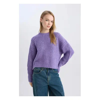 DEFACTO Coool Oversize Wide Pattern Crew Neck Knitted Sweater