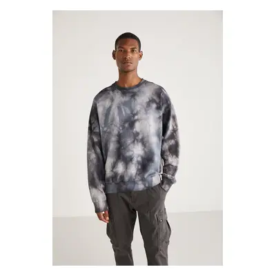 GRIMELANGE Byron Men's Crew Neck Tie-dye Patterned Anthracite Sweatshirt