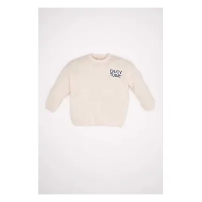 DEFACTO Baby Boy Crew Neck Printed Knitwear Sweater