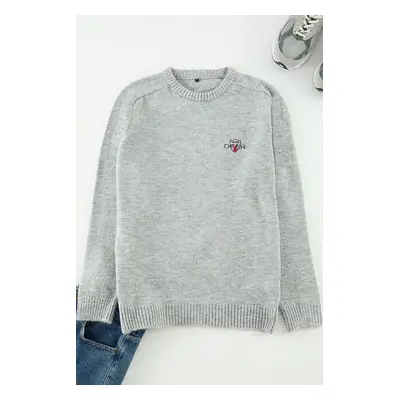 Trendyol Grey Regular Crew Neck Plain Knitwear Sweater