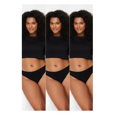 Trendyol Curve Black 3-Pack Cotton Plus Size Panties