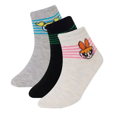 DEFACTO Girls Powerpuff Girls 3-Pack Cotton Ankle Socks