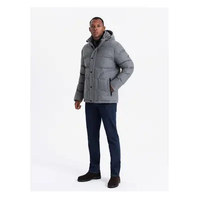 Ombre Men's lightweight jacket with mesh lining and hood - grey