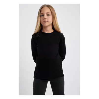 DEFACTO Girl Black Crew Neck School Sweater